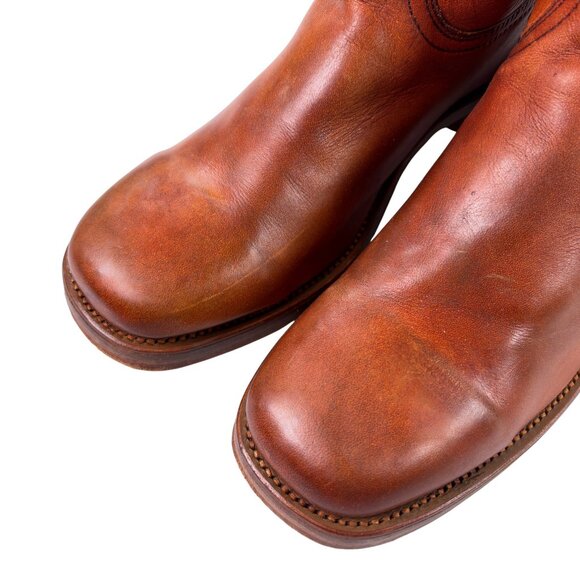 Vintage FRYE 1970s Black Label Campus Boots Mens Size 12 D Orange Leather 2556 - Picture 15 of 16